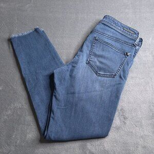 Pilcro And The Letterpress Skinny Ankle Jeans Script 28 Medium Wash Frayed Hem